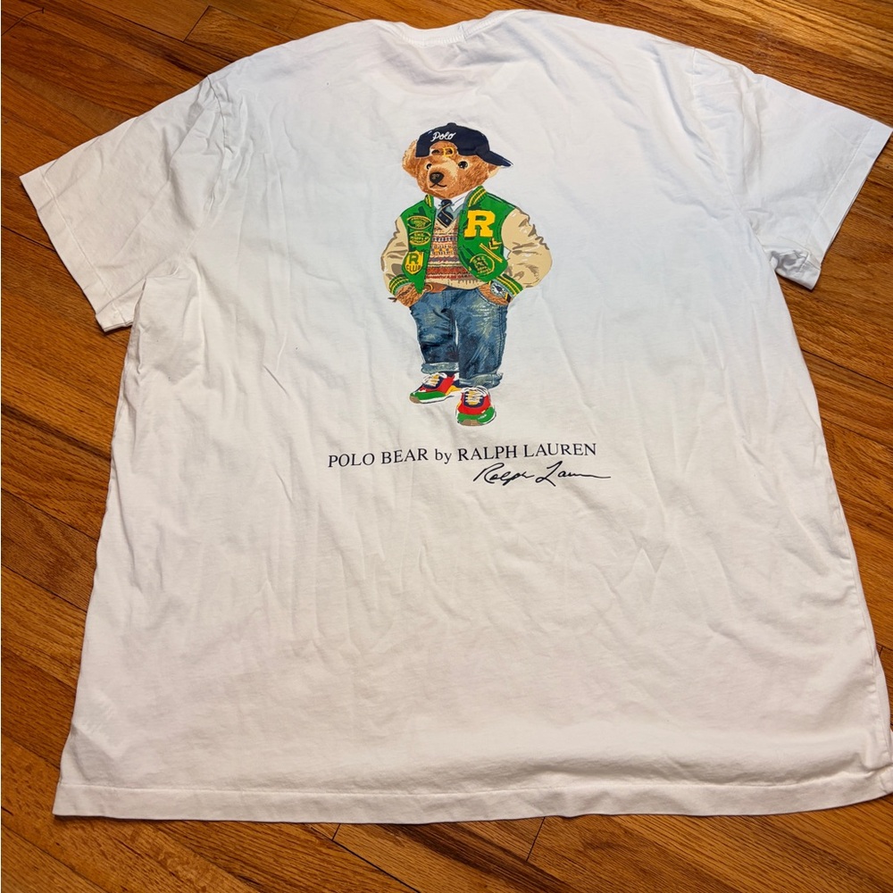 Polo Ralph Lauren Big & Tall White COLLEGE VARSITY BEAR Pocket T Shirt - Picture 2 of 11